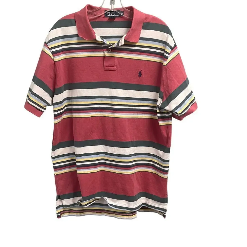 Ralph Lauren Polo Shirt Mens Size XL Striped Short Sleeve Casual Preppy